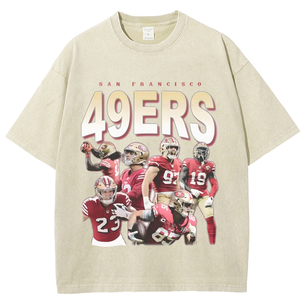 Vintage Style Unisex-Adult Oversized Washed Cotton T-Shirt Graphic 2022 49ERS TEE