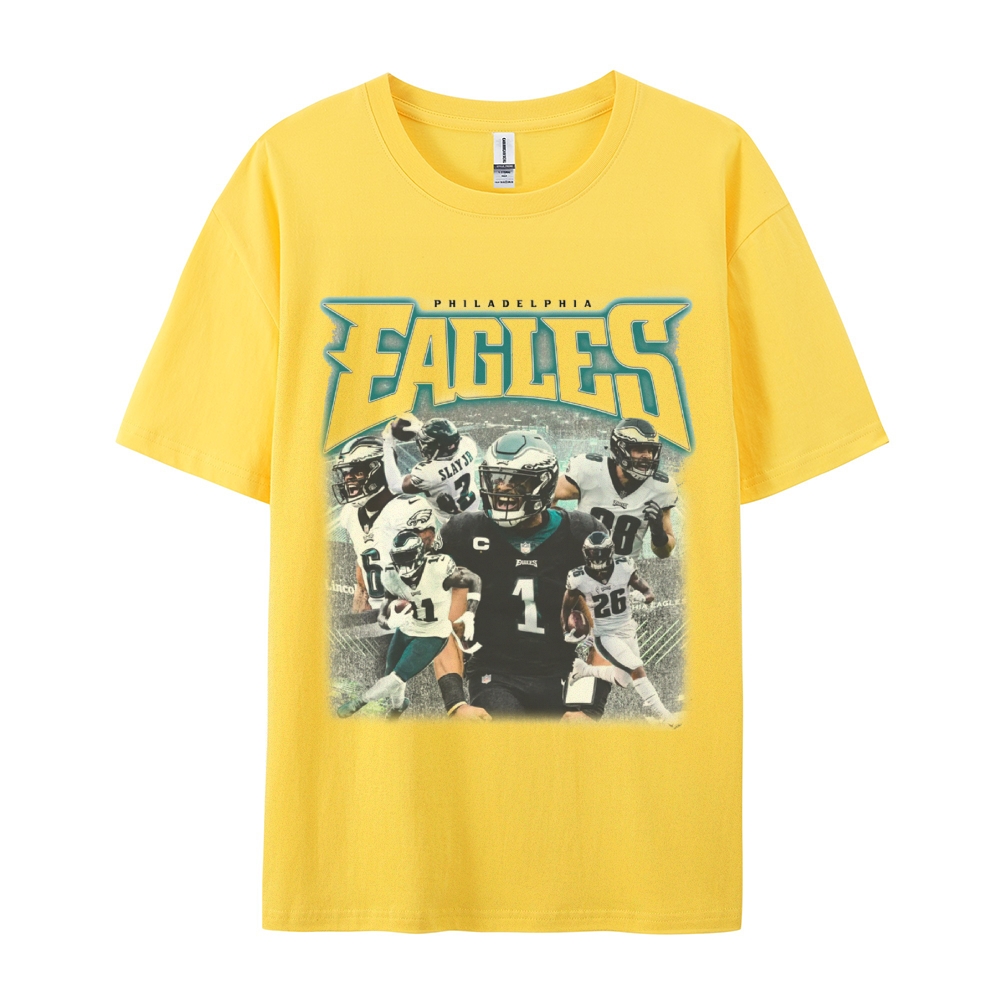 Classic Style Unisex-Adult Oversized Pure Cotton T-Shirt Graphic EAGLES TEE
