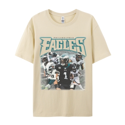 Classic Style Unisex-Adult Oversized Pure Cotton T-Shirt Graphic EAGLES TEE