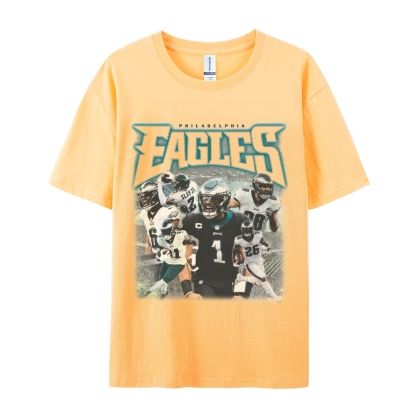 Classic Style Unisex-Adult Oversized Pure Cotton T-Shirt Graphic EAGLES TEE