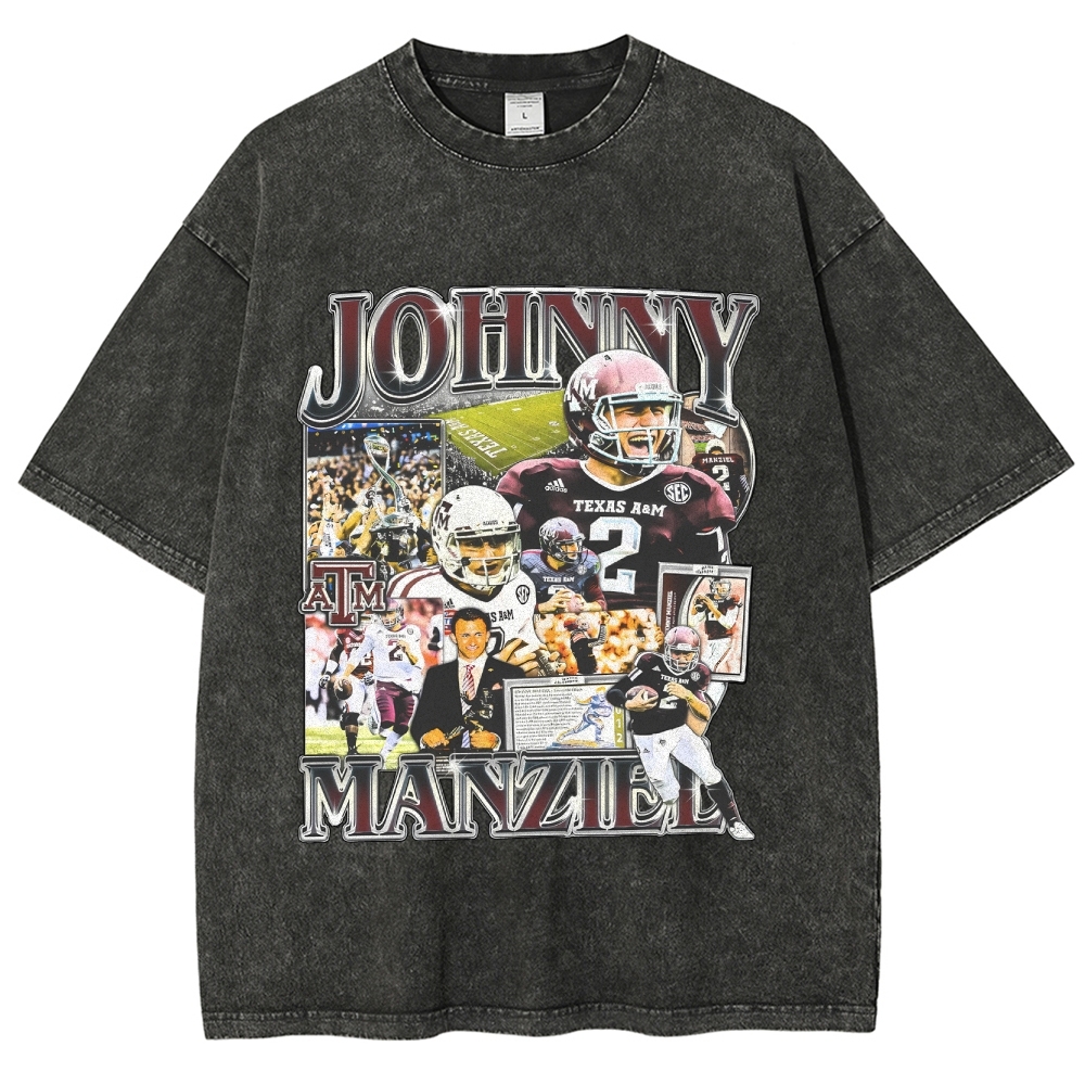 Vintage Style Unisex-Adult Oversized Washed Cotton T-Shirt Graphic JOH