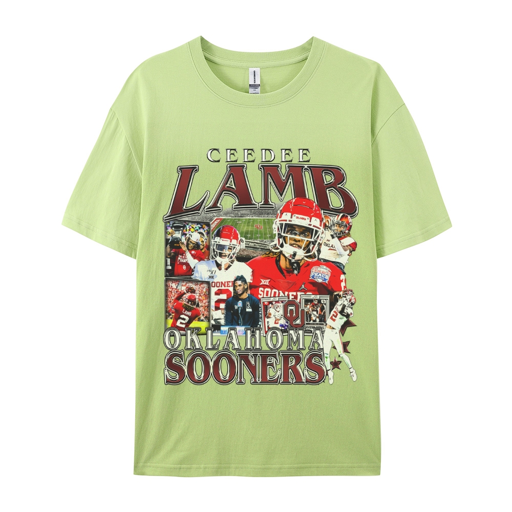 Classic Style Unisex-Adult Oversized Pure Cotton T-Shirt Graphic CEEDEE LAMB - OKLAHOMA TEE