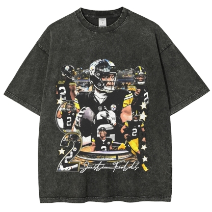 Unisex-Adult Ultra Cotton Washed T-Shirt Graphic JUSTIN FIELDS - STEELERS TEE
