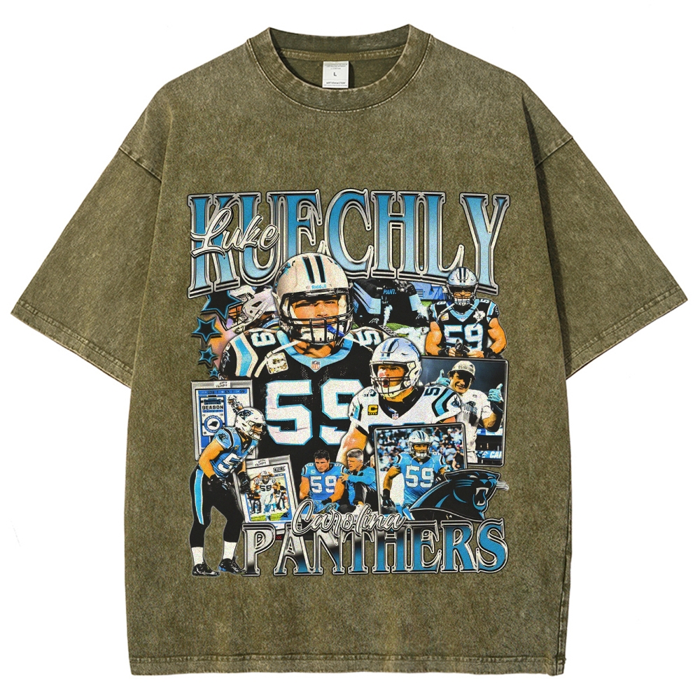Unisex-Adult Ultra Cotton Washed T-Shirt Graphic LUKE KUECHLY TEE