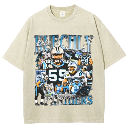 Unisex-Adult Ultra Cotton Washed T-Shirt Graphic LUKE KUECHLY TEE