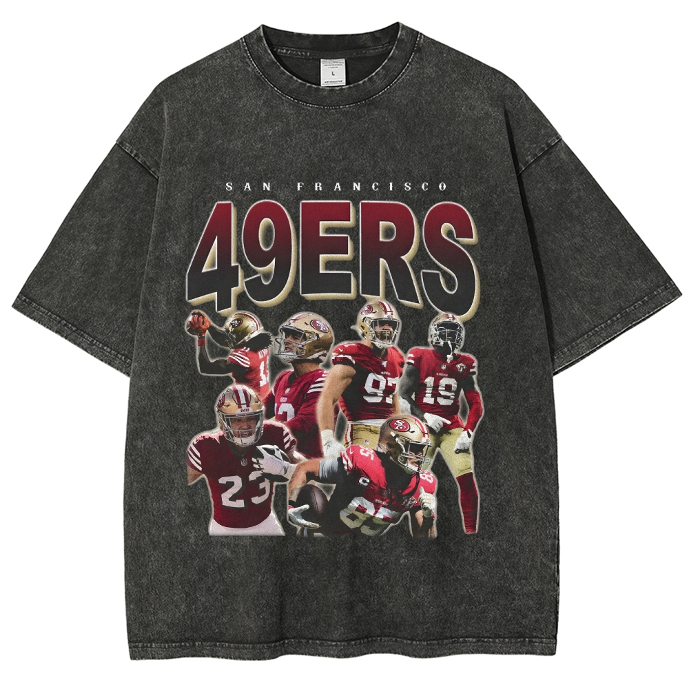 Vintage Style Unisex-Adult Oversized Washed Cotton T-Shirt Graphic 2022 49ERS TEE
