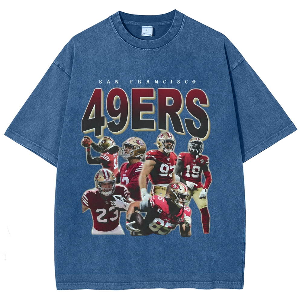 Vintage Style Unisex-Adult Oversized Washed Cotton T-Shirt Graphic 2022 49ERS TEE