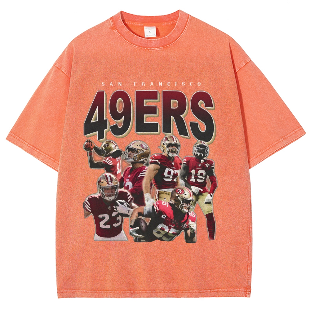 Vintage Style Unisex-Adult Oversized Washed Cotton T-Shirt Graphic 2022 49ERS TEE