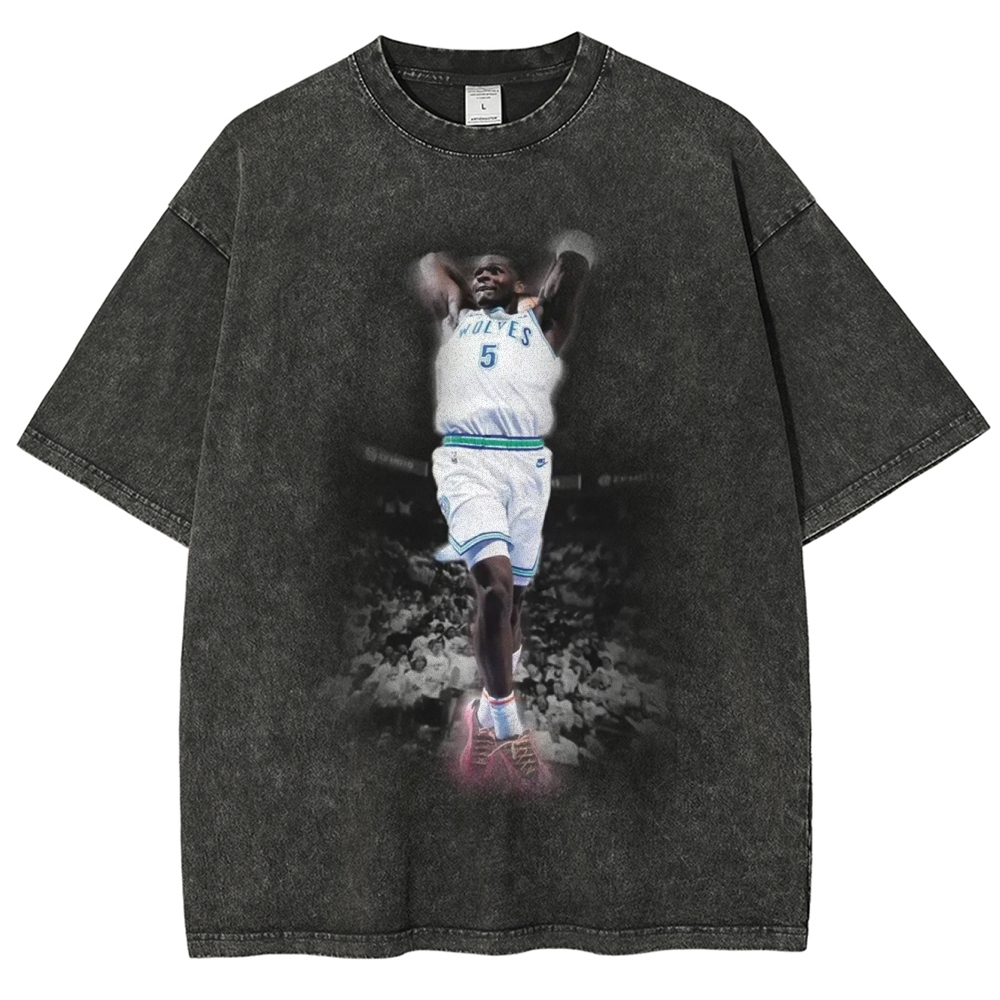 Unisex-Adult Ultra Cotton Washed T-Shirt Graphic ANTHONY EDWARDS VINTA