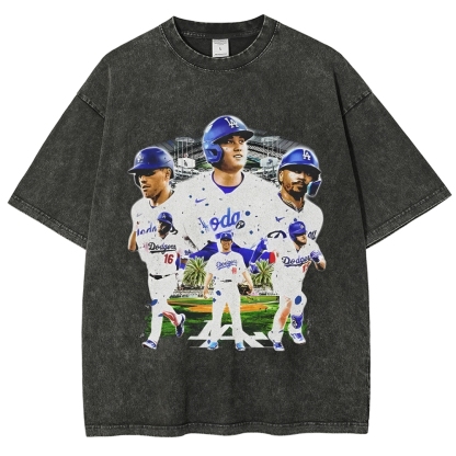 Unisex-Adult Ultra Cotton Washed T-Shirt Graphic  2024 DODGERS TEE