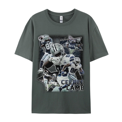 Classic Style Unisex-Adult Oversized Pure Cotton T-Shirt Graphic CEEDEE LAMB TEE