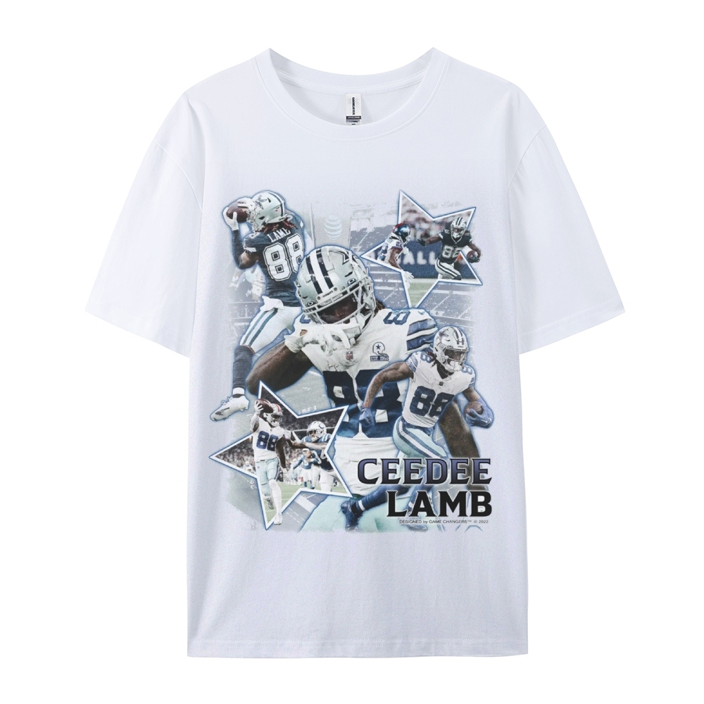 Classic Style Unisex-Adult Oversized Pure Cotton T-Shirt Graphic CEEDEE LAMB TEE