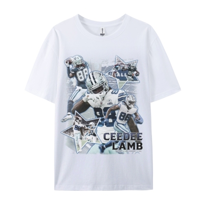 Classic Style Unisex-Adult Oversized Pure Cotton T-Shirt Graphic CEEDEE LAMB TEE