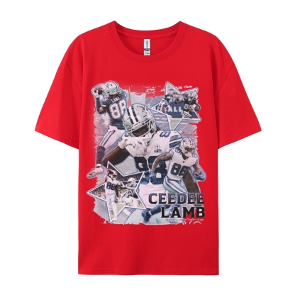 Classic Style Unisex-Adult Oversized Pure Cotton T-Shirt Graphic CEEDEE LAMB TEE