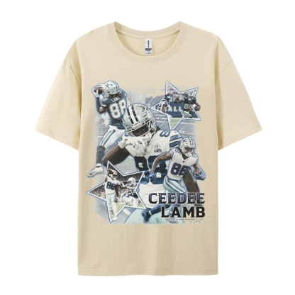 Classic Style Unisex-Adult Oversized Pure Cotton T-Shirt Graphic CEEDEE LAMB TEE