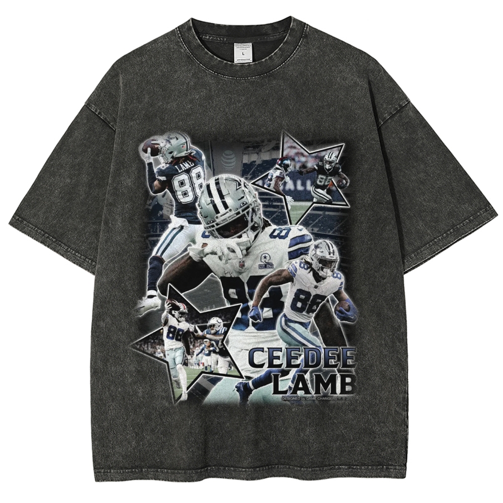 Vintage Style Unisex-Adult Oversized Washed Cotton T-Shirt Graphic CEEDEE LAMB TEE