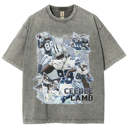 Vintage Style Unisex-Adult Oversized Washed Cotton T-Shirt Graphic CEEDEE LAMB TEE