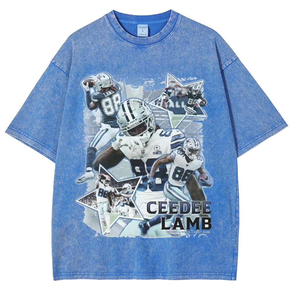 Vintage Style Unisex-Adult Oversized Washed Cotton T-Shirt Graphic CEEDEE LAMB TEE
