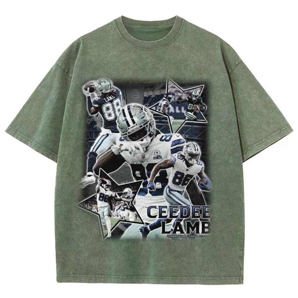 Vintage Style Unisex-Adult Oversized Washed Cotton T-Shirt Graphic CEEDEE LAMB TEE