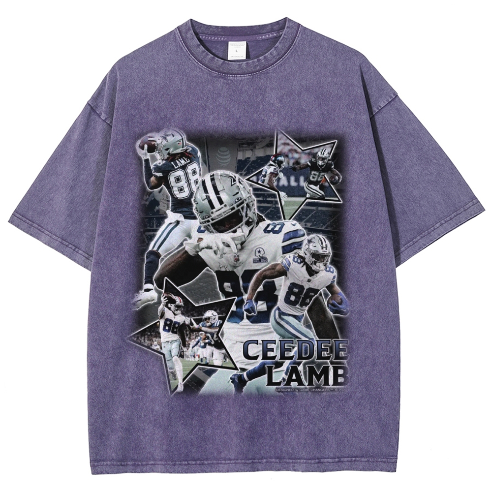 Vintage Style Unisex-Adult Oversized Washed Cotton T-Shirt Graphic CEEDEE LAMB TEE