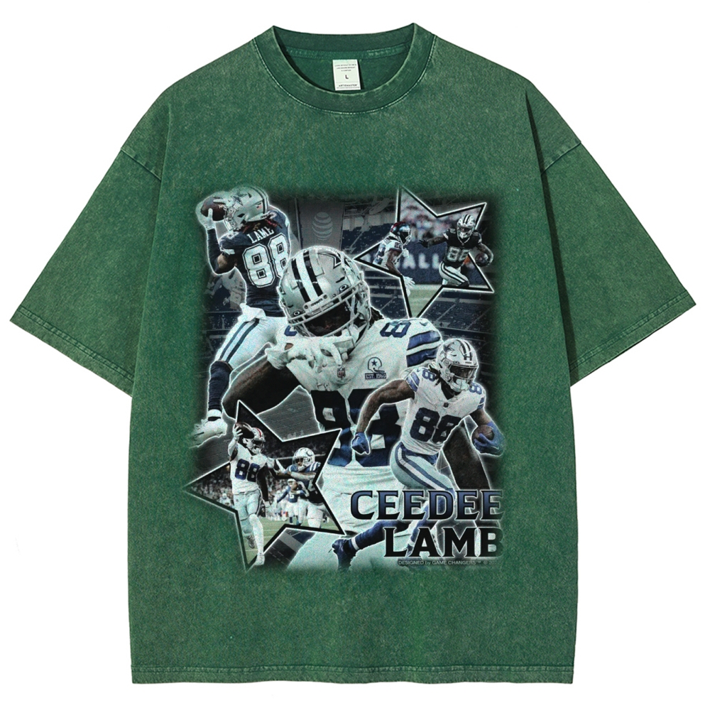 Vintage Style Unisex-Adult Oversized Washed Cotton T-Shirt Graphic CEEDEE LAMB TEE