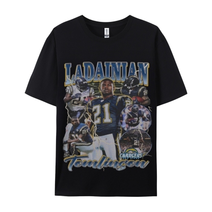 Classic Style Unisex-Adult Oversized Pure Cotton T-Shirt Graphic LADAINIAN TOMLINSON TEE