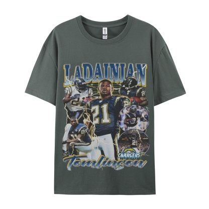 Classic Style Unisex-Adult Oversized Pure Cotton T-Shirt Graphic LADAINIAN TOMLINSON TEE