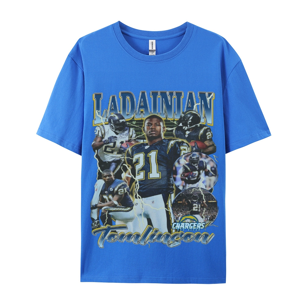 Classic Style Unisex-Adult Oversized Pure Cotton T-Shirt Graphic LADAINIAN TOMLINSON TEE