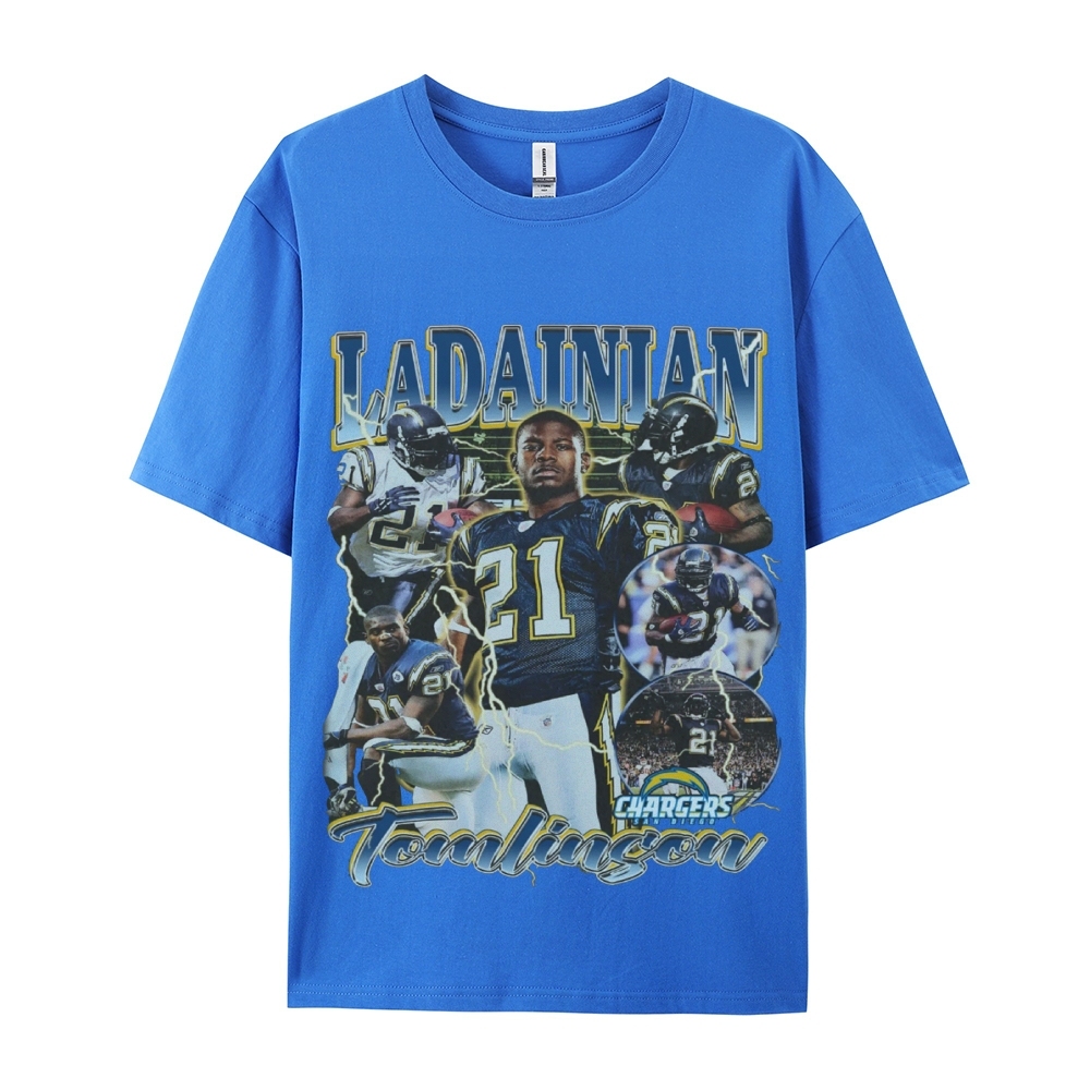 Classic Style Unisex-Adult Oversized Pure Cotton T-Shirt Graphic LADAINIAN TOMLINSON TEE