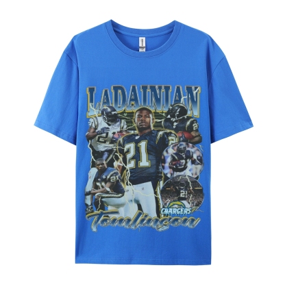 Classic Style Unisex-Adult Oversized Pure Cotton T-Shirt Graphic LADAINIAN TOMLINSON TEE