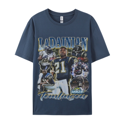 Classic Style Unisex-Adult Oversized Pure Cotton T-Shirt Graphic LADAINIAN TOMLINSON TEE