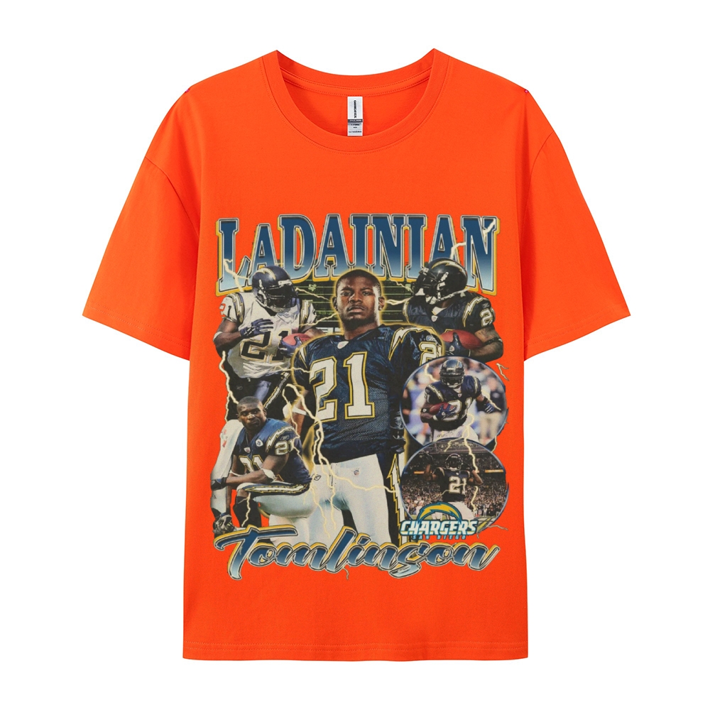 Classic Style Unisex-Adult Oversized Pure Cotton T-Shirt Graphic LADAINIAN TOMLINSON TEE