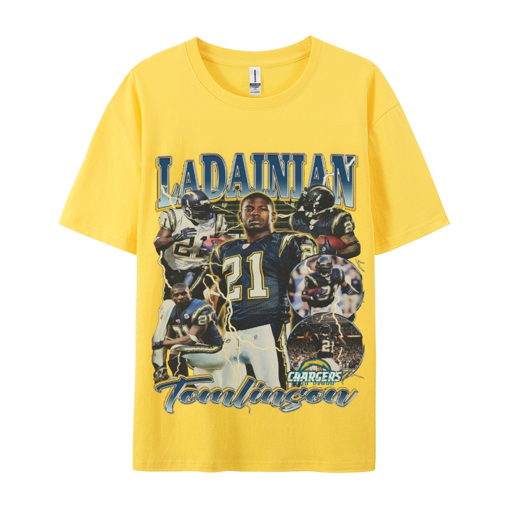 Classic Style Unisex-Adult Oversized Pure Cotton T-Shirt Graphic LADAINIAN TOMLINSON TEE
