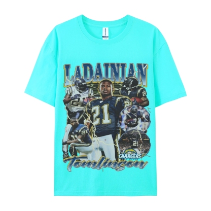 Classic Style Unisex-Adult Oversized Pure Cotton T-Shirt Graphic LADAINIAN TOMLINSON TEE