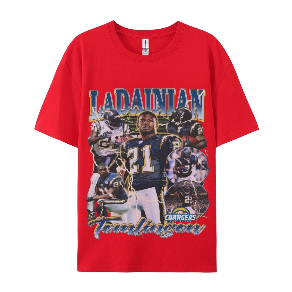 Classic Style Unisex-Adult Oversized Pure Cotton T-Shirt Graphic LADAINIAN TOMLINSON TEE