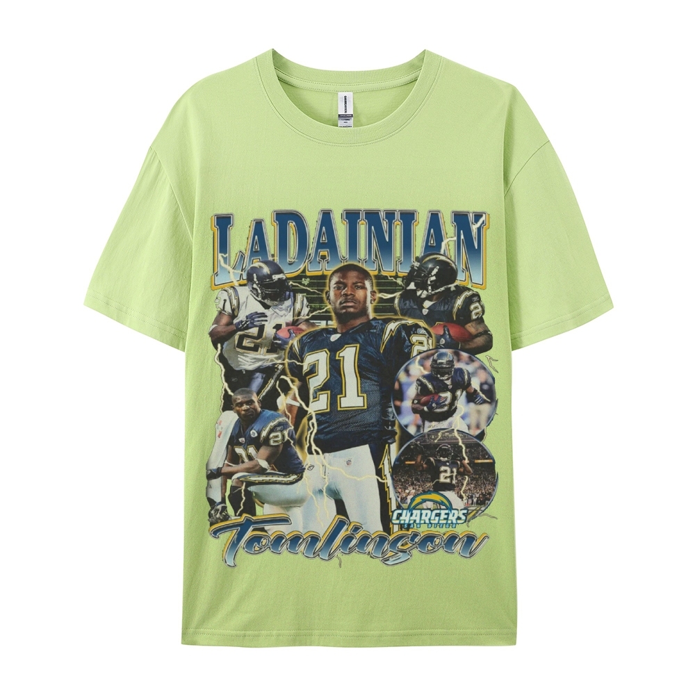 Classic Style Unisex-Adult Oversized Pure Cotton T-Shirt Graphic LADAINIAN TOMLINSON TEE