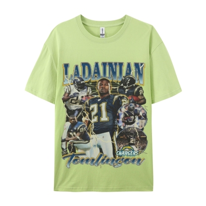 Classic Style Unisex-Adult Oversized Pure Cotton T-Shirt Graphic LADAINIAN TOMLINSON TEE