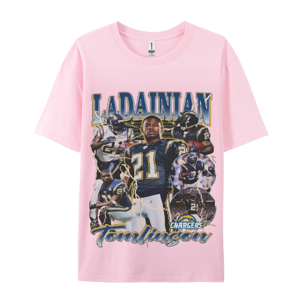 Classic Style Unisex-Adult Oversized Pure Cotton T-Shirt Graphic LADAINIAN TOMLINSON TEE