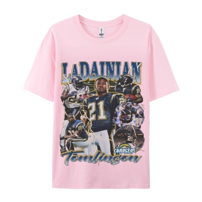 Classic Style Unisex-Adult Oversized Pure Cotton T-Shirt Graphic LADAINIAN TOMLINSON TEE