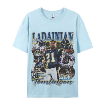 Classic Style Unisex-Adult Oversized Pure Cotton T-Shirt Graphic LADAINIAN TOMLINSON TEE
