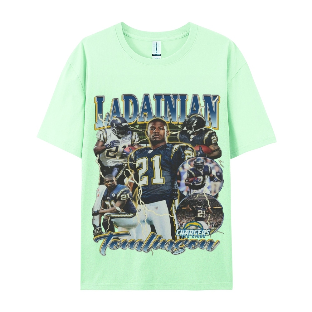 Classic Style Unisex-Adult Oversized Pure Cotton T-Shirt Graphic LADAINIAN TOMLINSON TEE