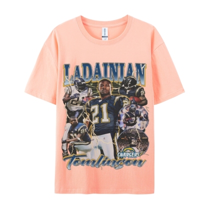 Classic Style Unisex-Adult Oversized Pure Cotton T-Shirt Graphic LADAINIAN TOMLINSON TEE