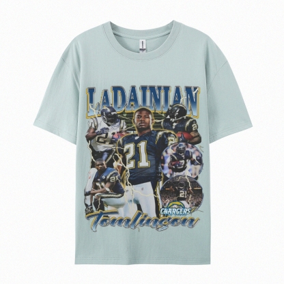 Classic Style Unisex-Adult Oversized Pure Cotton T-Shirt Graphic LADAINIAN TOMLINSON TEE