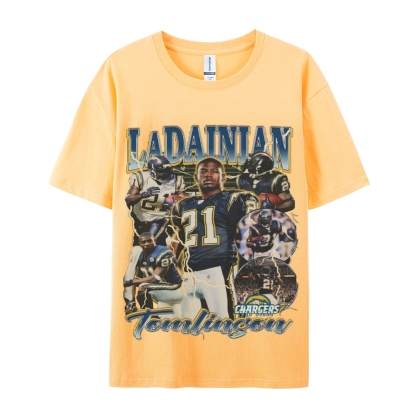 Classic Style Unisex-Adult Oversized Pure Cotton T-Shirt Graphic LADAINIAN TOMLINSON TEE