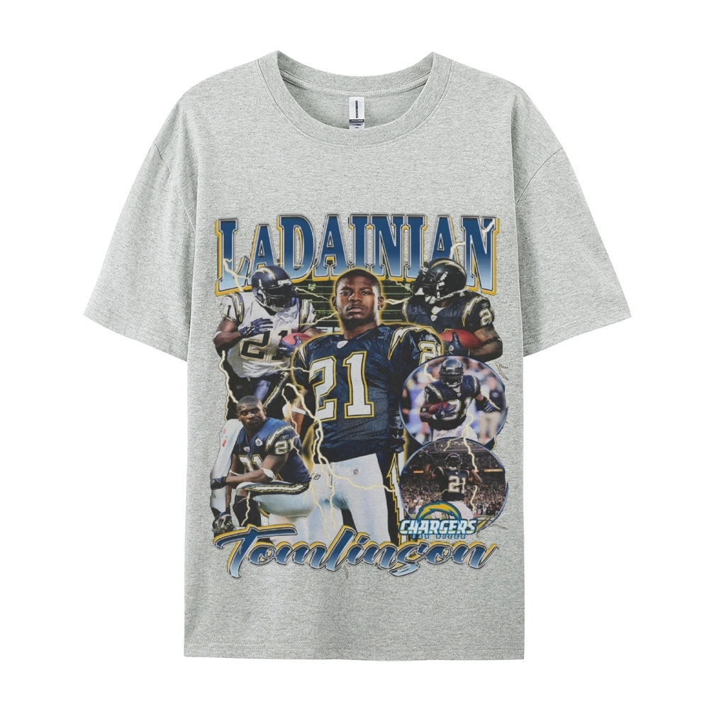 Classic Style Unisex-Adult Oversized Pure Cotton T-Shirt Graphic LADAINIAN TOMLINSON TEE