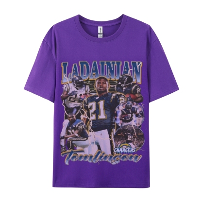 Classic Style Unisex-Adult Oversized Pure Cotton T-Shirt Graphic LADAINIAN TOMLINSON TEE