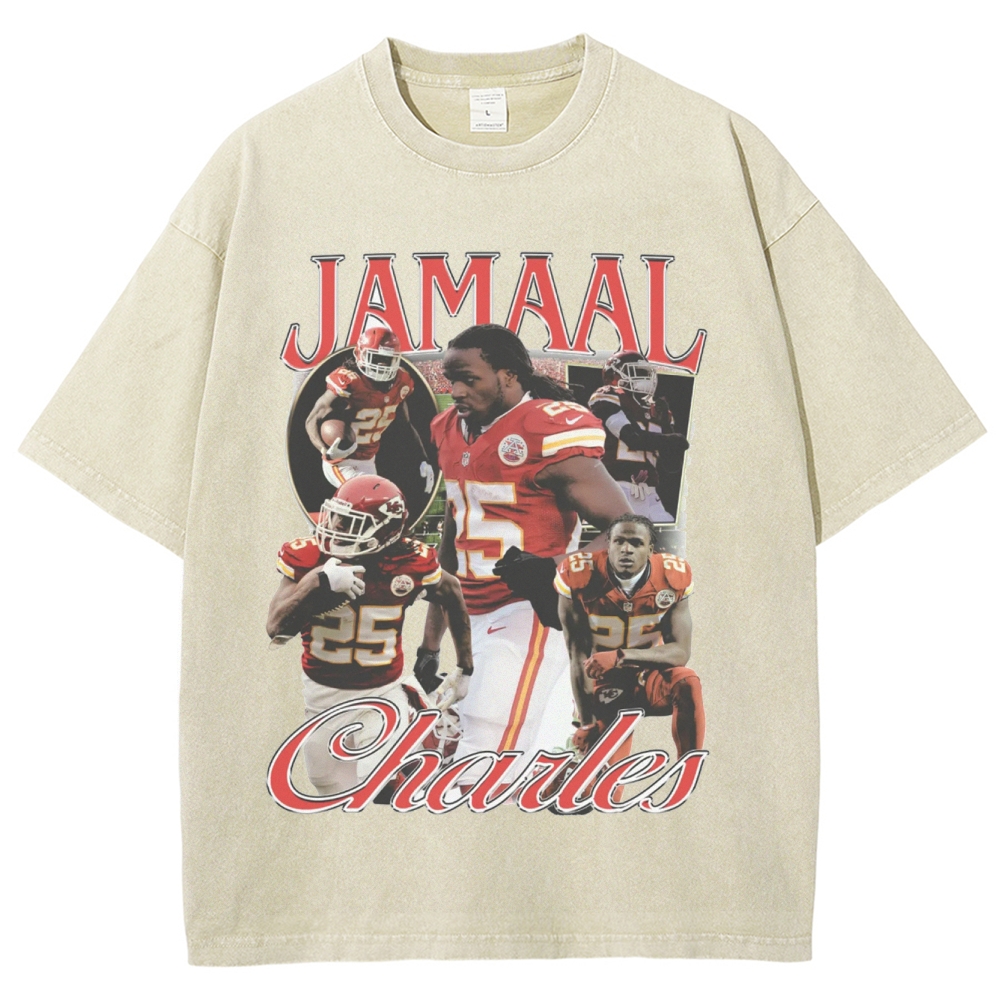 Unisex-Adult Ultra Cotton Washed T-Shirt Graphic JAMAAL CHARLES TEE