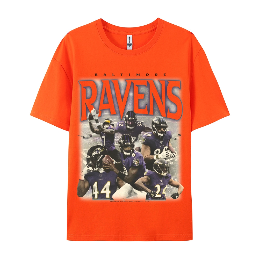 Classic Style Unisex-Adult Oversized Pure Cotton T-Shirt Graphic RAVENS TEE