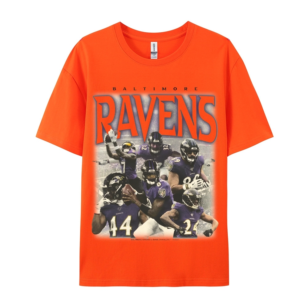 Classic Style Unisex-Adult Oversized Pure Cotton T-Shirt Graphic RAVENS TEE
