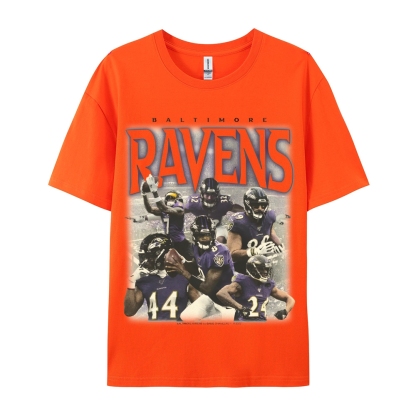 Classic Style Unisex-Adult Oversized Pure Cotton T-Shirt Graphic RAVENS TEE